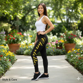 Leggings Pretas com Texto Personalizado para Confo