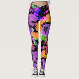 Leggings Pretas Com Tinta Salpicada