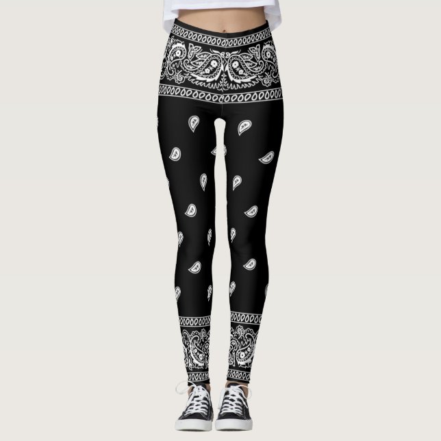 Leggings pretas da Bandana (Frente)