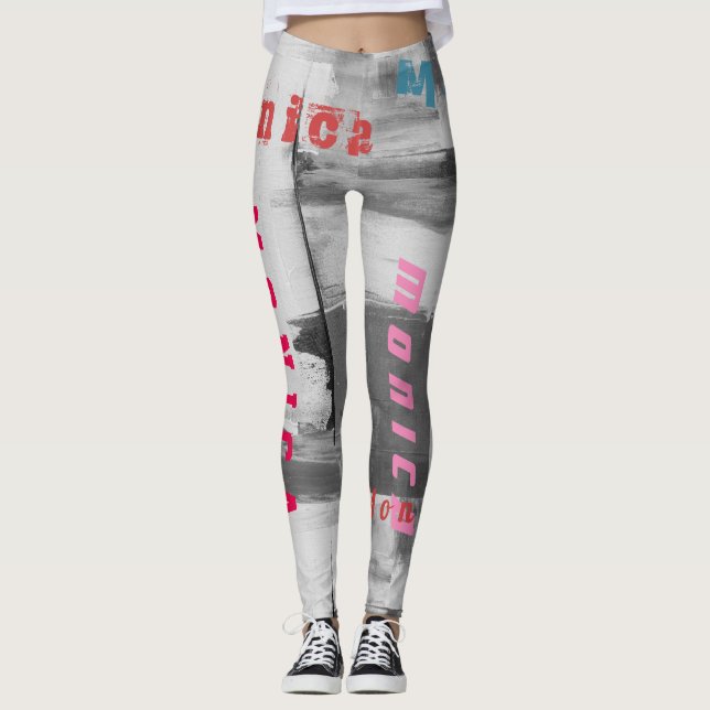 Leggings Pretas de Nome Personalizado (Frente)