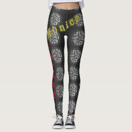 Leggings pretas de nome personalizado