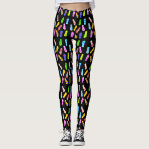 Leggings pretas de padrão de oscilação do sacud