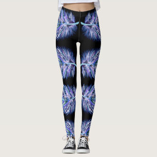 Leggings Pretas de Penas Exóticas - Escolher Cor
