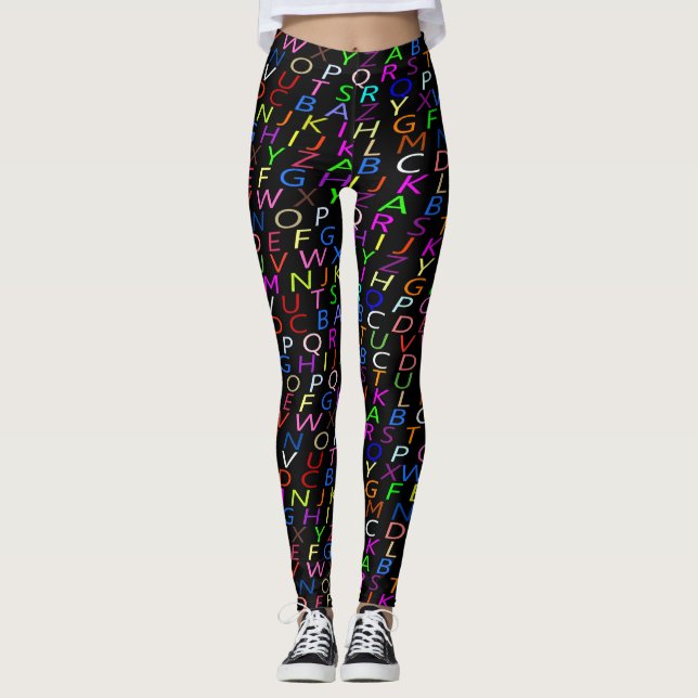 Leggings Pretas do Alfabeto (Frente)