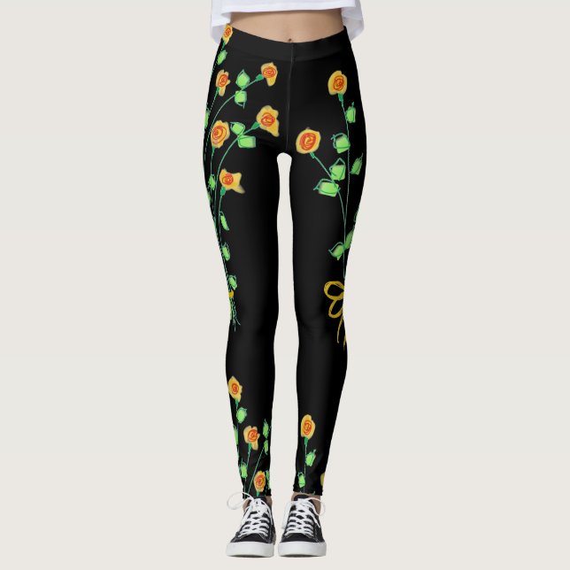Leggings Pretas do Designer Personalizado (Frente)
