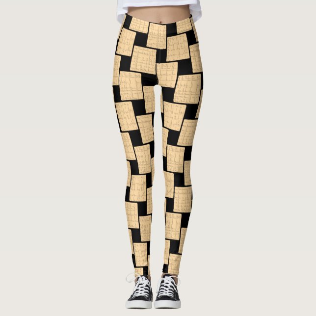 Leggings Pretas e Bege Longas (Frente)
