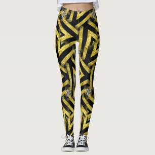 Leggings pretas e Douradas de padrão ★ "Funky Zebr