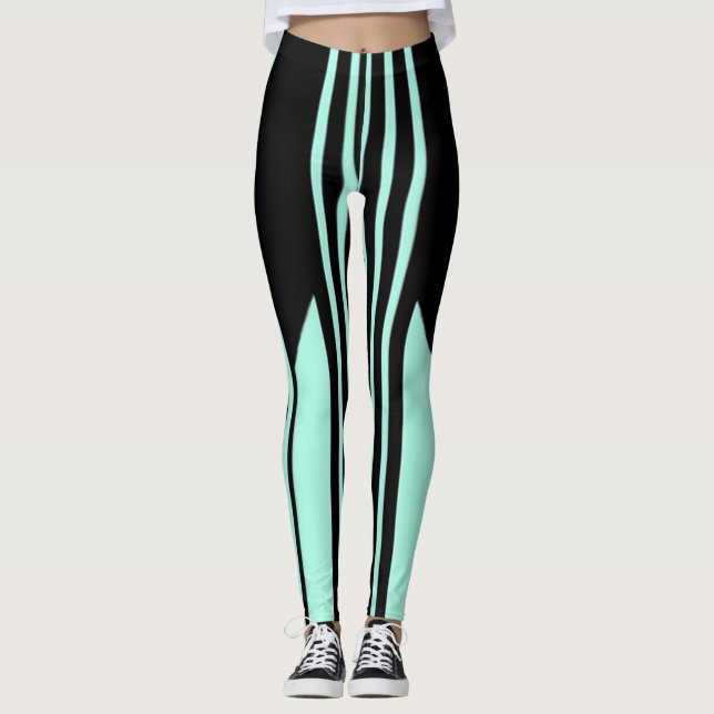 Leggings pretas e verdes (Frente)