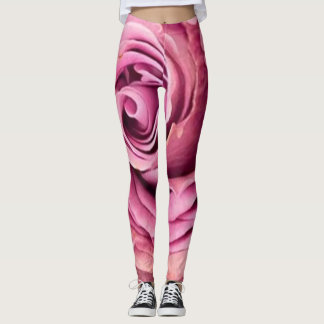 Leggings pretas modernas Chic com flores Green Red