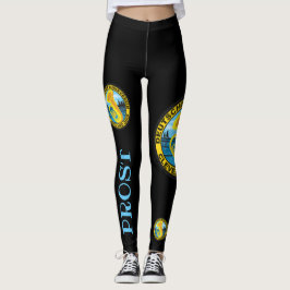 Leggings pretas prost DMV com logotipo colorido