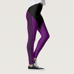 Leggings Pretas Roxas de Faixa de Site - Escolher
