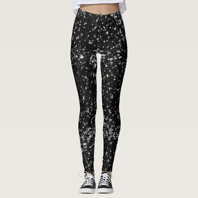 Leggings Preto Brilho Falso (Frente)