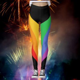 Leggings Preto com Arco-íris Radiante