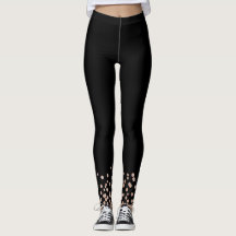 Leggings Preto com Brilho Dourado Rosa de Noiva