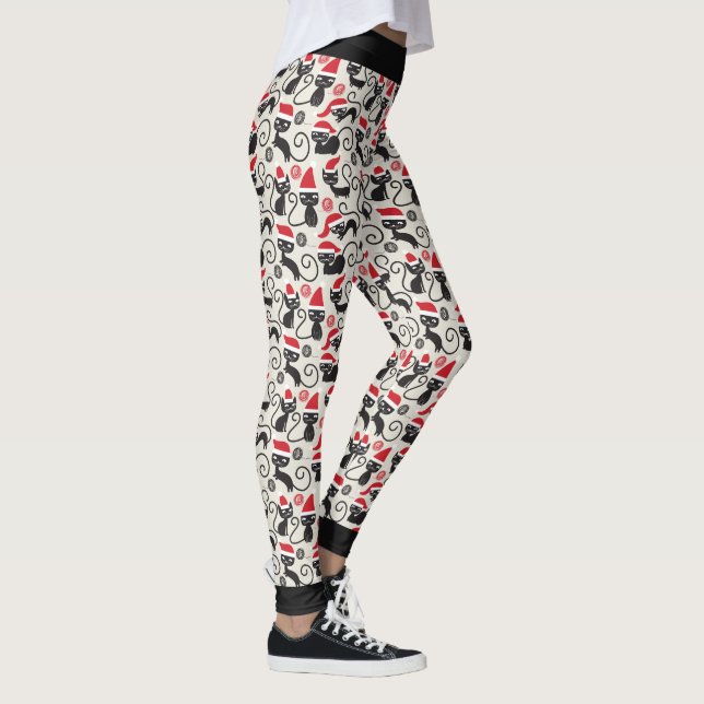 Leggings Preto de Natal Gato (Direita)