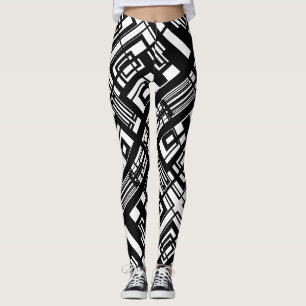 Leggings Preto e Branco Abstrato