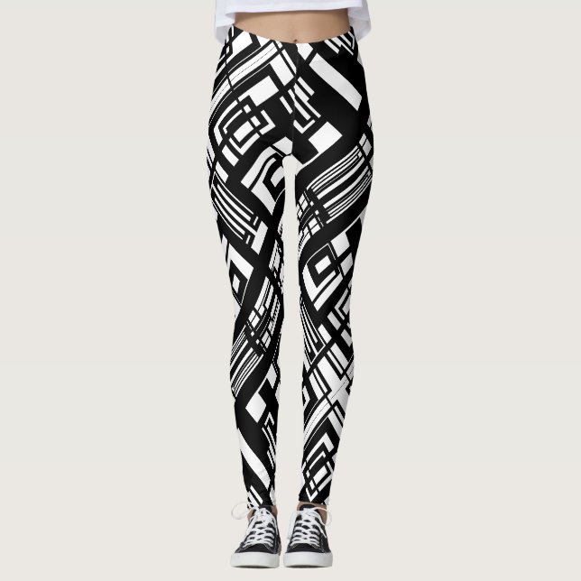 Leggings Preto e Branco Abstrato (Frente)