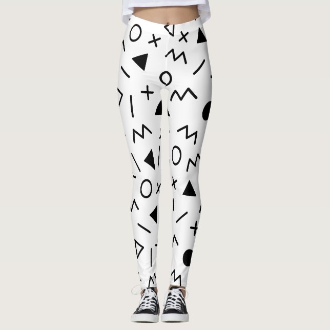 Leggings Preto e Branco com Padrão dos Anos 80 na  (Frente)