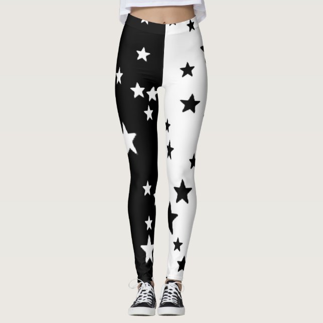 Leggings Preto E Branco Estrela (Frente)