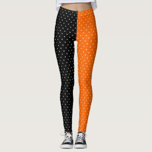 Leggings Preto e Laranja com Bolinhas do Dia das B