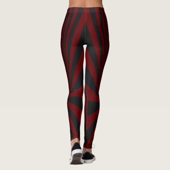 Leggings Preto e Vermelho com Efeito de Redemoinho (Verso)