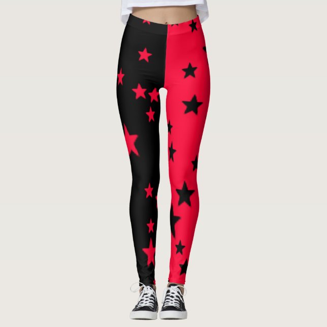 Leggings Preto e Vermelho com Estrela (Frente)
