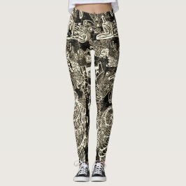 Leggings Preto Sépia Abstrato