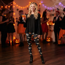 Leggings Preto Spooky Chic, Laranja e Creme