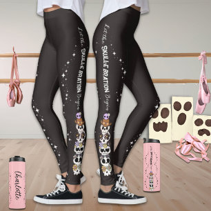 Leggings Pretos de Halloween Crânios Goth Fofos