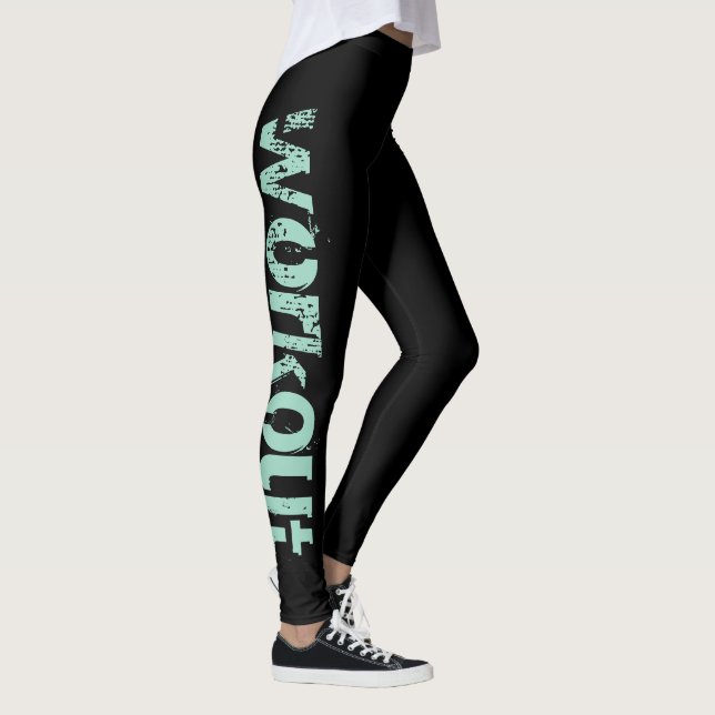 Leggings pretos-verdes para treino de ginástica es (Direita)
