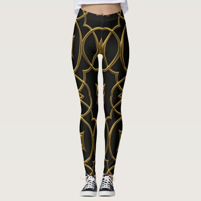 Leggings Princesa Guerreira Dourada (Frente)