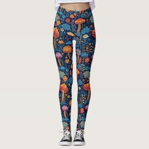 Leggings Psicadélicas de Cogumelos Groovy, de 70 a