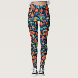 Leggings Psicadélicas de Cogumelos Groovy, de 70 a