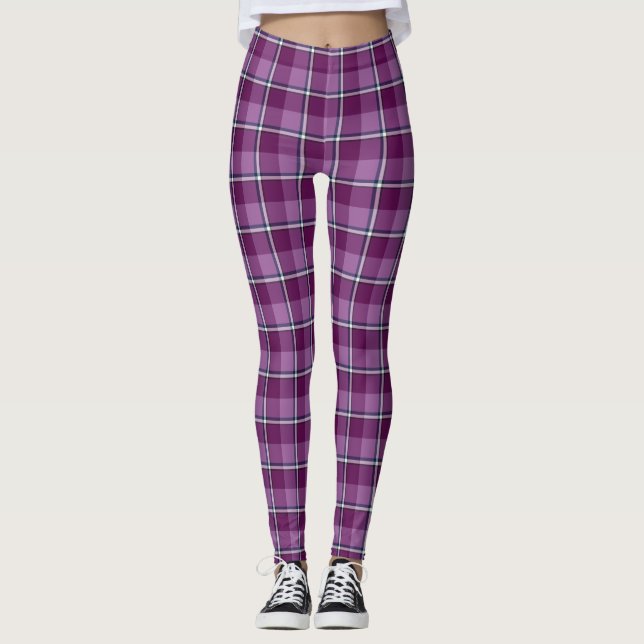 Leggings Purple and Trendy Pink Plaid (Frente)