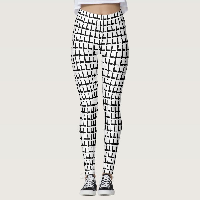 Leggings quadradas brancas e pretas (Frente)