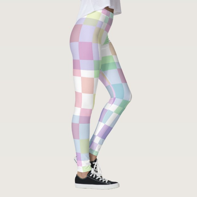 Leggings quadradas do Pastel Checker (Direita)
