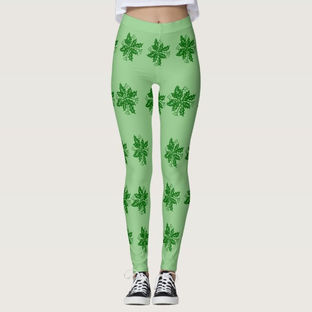 Leggings - Ramificações de Holly Verde (Frente)