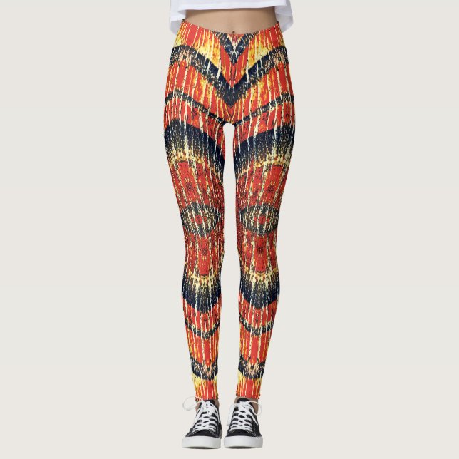Leggings "Ratti_Creative_Arts" de textura vermelha (Frente)