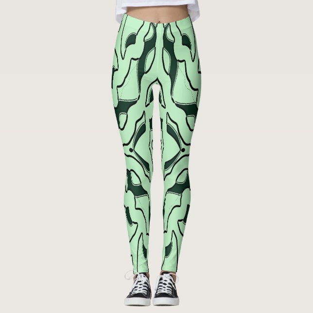 Leggings "Ratti_Creative_Arts" verdes sem falhas (Frente)