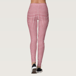 Leggings Red Houndstooth Retro