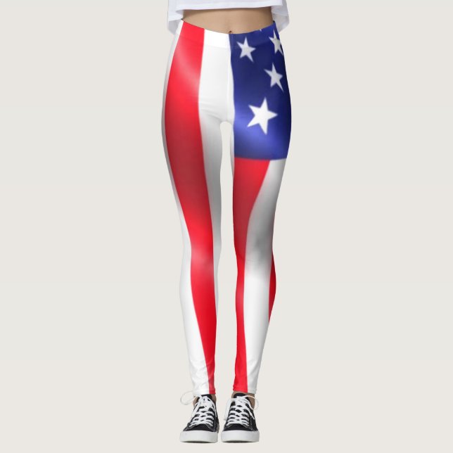 Leggings Red White e Blue da bandeira americana (Frente)