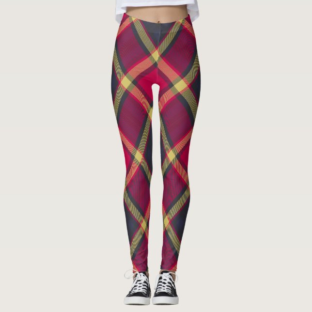 Leggings - Red Yellow Scottish Tartan (Frente)