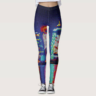 Leggings Retro 3D Pixel Art Blocos Coloridos