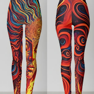 Leggings Retro Arte Psikedélica Deusa Sol