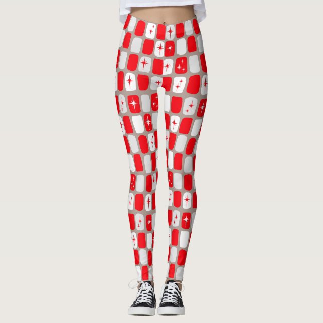 Leggings Retro Red Starbursts (Frente)
