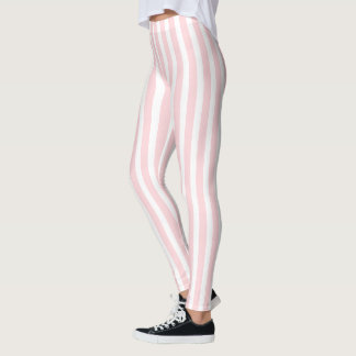 Leggings Rosa Bebê e Branco com Listras