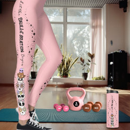 Leggings Rosa de Halloween Caveiras Goth Fofas