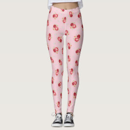 Leggings rosa de padrão de Rosa vermelha de vinhet