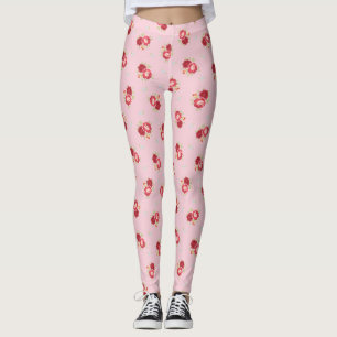 Leggings rosa de padrão de Rosa vermelha de vinhet