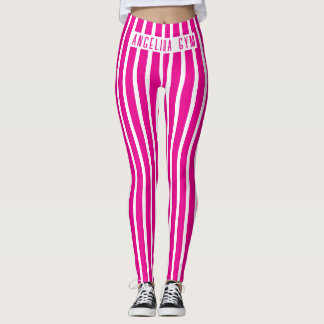 Leggings Rosa e Branco com Listras Verticais Perso